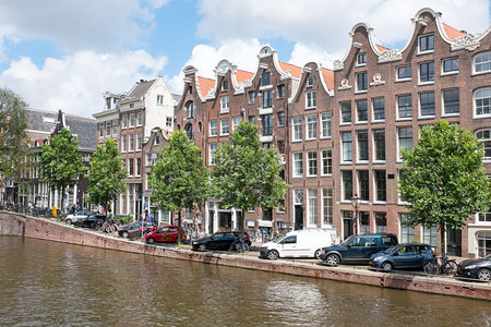 水荷兰阿姆斯特丹Prinsengrachcht的荷兰Tradidtonal房屋首都镇图片