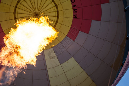 在热气球中加空升温一种火焰细节图片