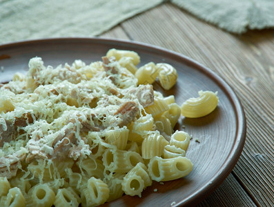 意大利面芬兰通心粉和奶酪风格午餐帕尔马干酪图片