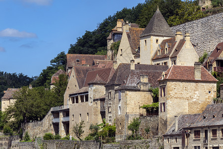 地标欧洲法国多尔纳地区德涅河上BeynacetCazenac村的建筑物城堡图片