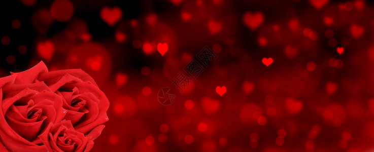 心形上的红玫瑰和色模糊灯背景明亮的爱天图片