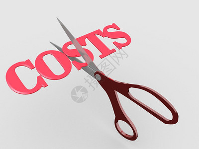 预算插图剪刀对比为了省钱把商业开支单词CostS的削减了一半节约图片