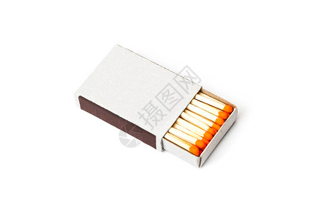 白色背景上孤立的匹配框盒木制火柴纸图片