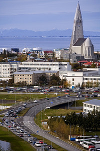 艾伦中央高速公路Hallgrimskirkja教堂和冰岛雷克雅未中部图片