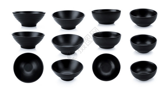 餐具盘子白色背景的黑碗圆形图片