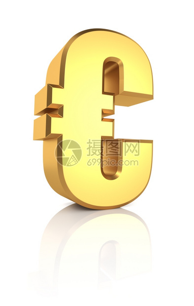 金欧元货币符号在白色背景3d上被孤立金子银行业欧洲的图片