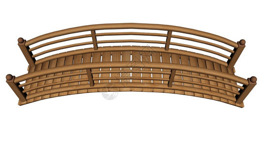 形象的拱白色由背景中孤立的木头组成花园桥3D转化为花园桥3D形成背景图片