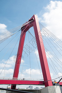 海2015年月日荷兰马斯河上的鹿特丹威廉斯布鲁大桥视图堤欧洲图片