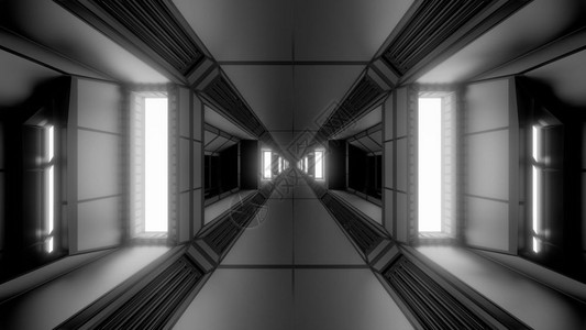 渲染无尽的反射未来休止的筛选艺术第3d条使设计未来的科学菲空间隧道