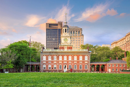 美国塔宾夕法尼亚费城独立厅历史高清图片
