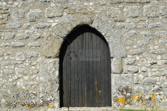葡萄牙古老的结石Ourem城堡古老医学家入口门图片