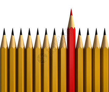 绘画不同的木制独特概念3d分离于白色背景的铅笔图片