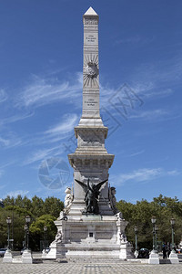 城市旅游纪念葡萄牙于1640年从西班牙解放出葡萄的方尖碑里斯本市的普拉卡德赖萨托多雷斯葡萄牙语图片