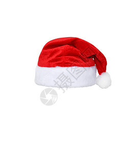 圣诞老人红色帽子隔离在白背景红圣诞帽子或隔离在白色圣诞老人红帽子隔离在白背景红的袜装饰品图片