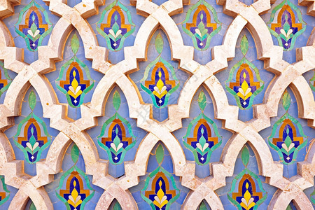 建筑学摩洛哥的堤墙优质瓷砖图片