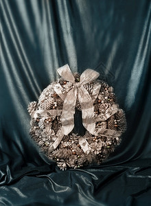 帆布弓花环圣诞圈装饰品奢华古董风格手彩的圣诞花圈装饰品图片