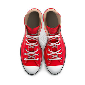 白色背景上孤立的红运动鞋健康服装橡胶图片