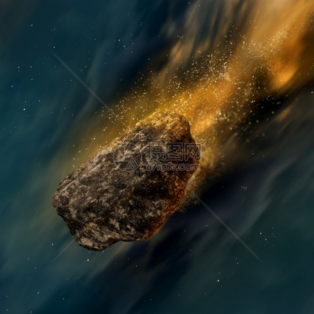 来自外层空间并进入大气层的小行星巨石流体轨道宇宙火球图片
