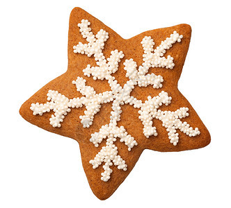 为了自制在白色背景中隔离的圣诞节姜饼星以白色背景为孤立位置星图片