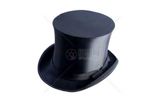 黑色折叠顶帽子孤立在白色上烟囱压碎管道图片