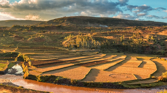 位于马达加斯高原美丽的山丘地貌稻田中在马达加斯高地的美丽山景观中马尔加什贝拉丘爬坡道图片