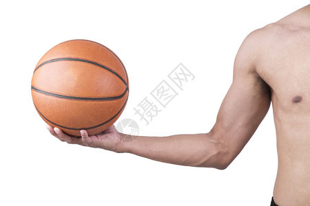 成人亚洲白底带篮球的亚洲男子生图片