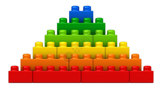 童年3d从隔着白色背景的塑料建筑块中提取的抽象金字塔经典的抽象图片