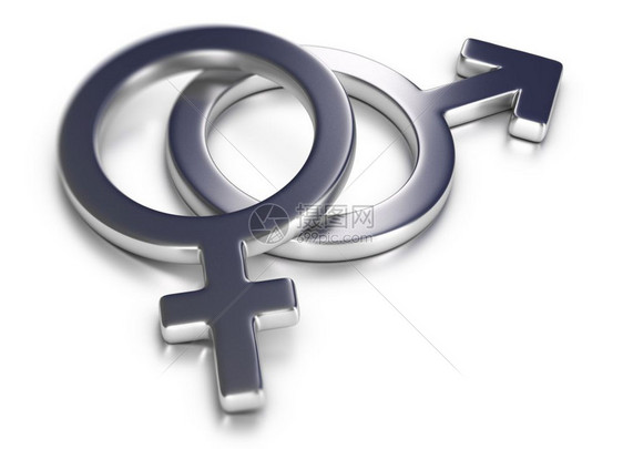 女人和男符号在白色背景上的3D插图女人和男在白色背景上的符号联盟表示金属图片