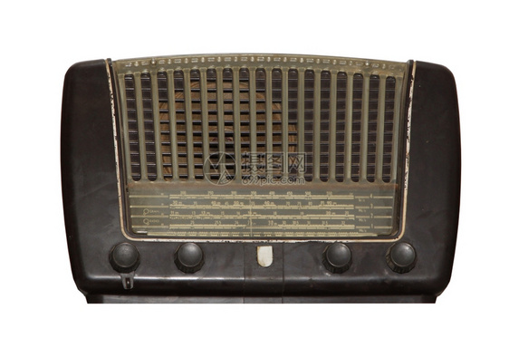 晶体管拨号木制的白色孤立老古木盒收音机图片