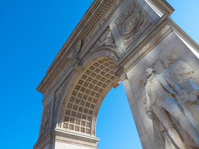 建筑学老的在纽约市华盛顿广场的著名拱门上被命为华盛顿广场历史图片