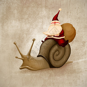 幻想克劳斯圣诞老人骑了一只蜗牛送礼物种图片