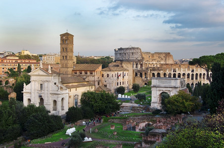 弗拉维安旅行罗马市意大利古代遗址地标建筑废墟图片