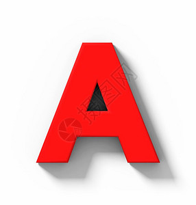 字母A3D红色在白上隔离有阴影垂直投3D质地最佳正交图片