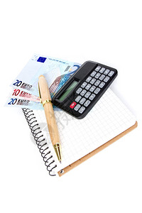 订金平衡计算器钱和笔记本欧元图片