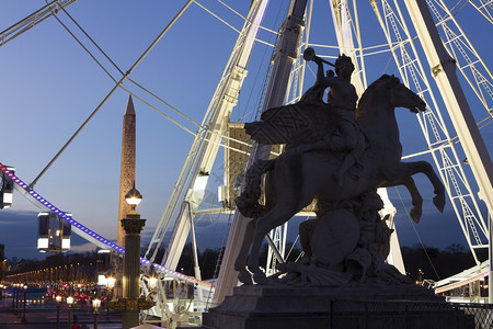 康科德广场巴黎法兰西欧洲日落雕塑图片