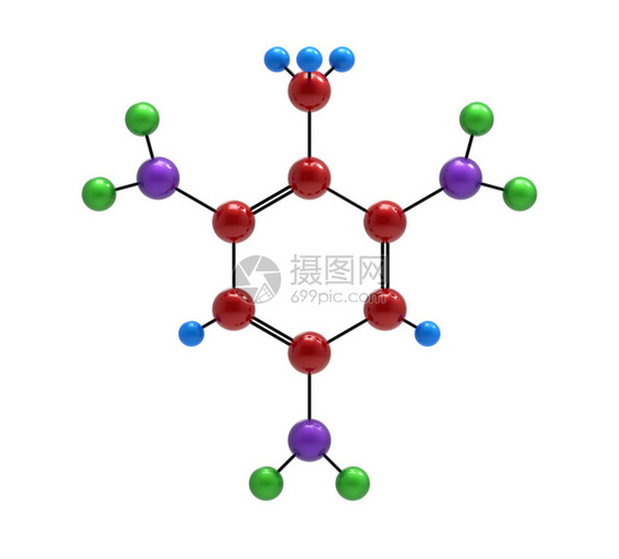 三硝酸甲乙烯的分子3D转化在白色上隔离使成为科学有机的图片