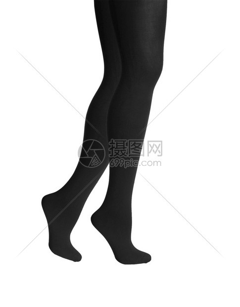感的紧身衣黑色女子腿与白背景隔绝大腿图片