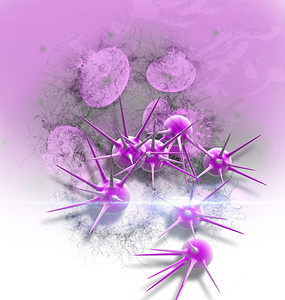 以彩色背景和光耀斑显示癌症细胞的数字3d插图微生物研究卫保健图片