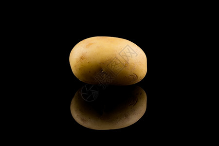 黑色后脑带反光的黑背角孤立新鲜土豆根的阴影高清图片
