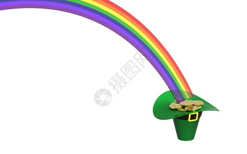 帕特里克宝藏白色的彩虹末端满顶金硬币的帽子图片
