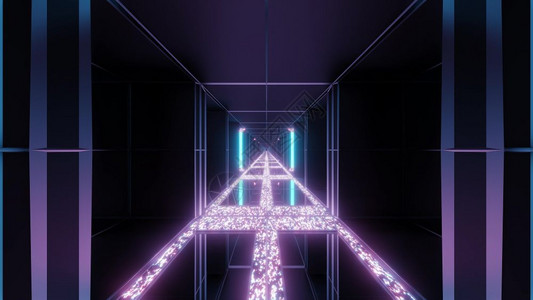 好想你清菲菲蓝色的发光3d插图背景壁纸无尽的空间筛选隧道走廊3d为