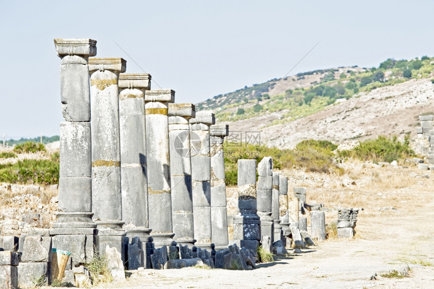 Volubilis北非摩洛哥罗马Basilica废墟非洲人考古学历史图片