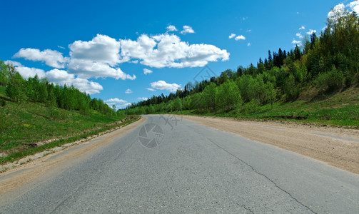 俄语自然罗斯阿尔汉格克森林地区道路距离的俄罗斯乡村景观沃图片