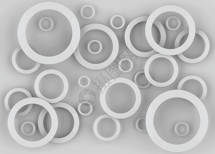 奢华插图圆形的3d在灰墙背景上随机设定圆环大小图片