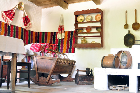 小屋在室内里面Romanania民族博物馆木屋室内图片