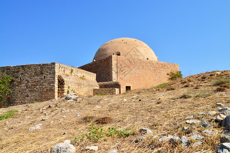 易卜拉欣希腊雷瑟姆诺市Fortezza堡垒清真寺标志建筑雷斯蒙城市威尼人背景