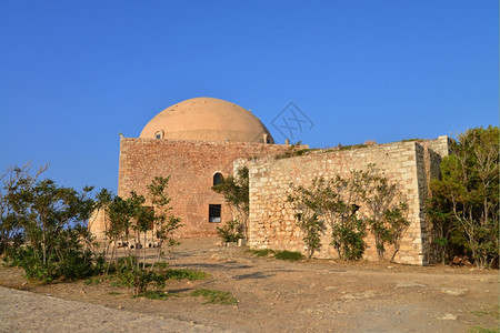 历史防御工事希腊雷瑟姆诺市Fortezza堡垒清真寺标志建筑旅游图片