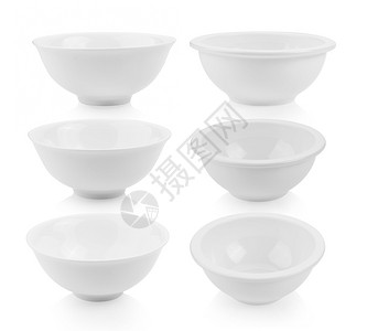 午餐陶瓷制品服务白色背景的一套陶瓷孤立碗盘图片