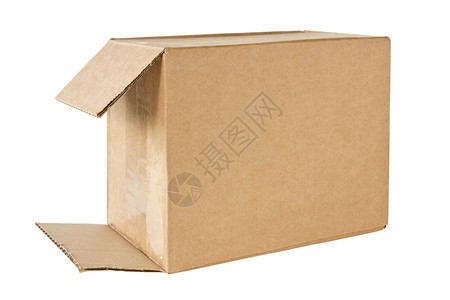 棕色的递送白背景上孤立的棕色纸板框储物盒背景图片
