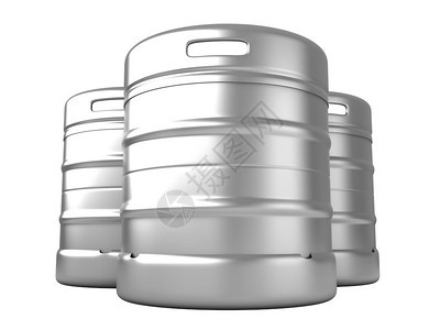 小桶酒吧白色的3d啤酒桶转化分离成白色背景图片